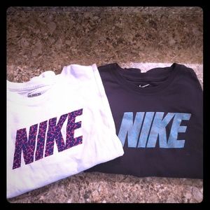 Two Girls Nike long sleeve t shirts